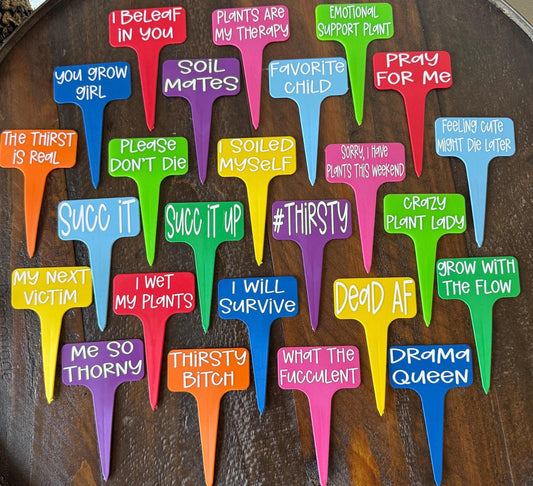 Funny Plant Stakes, Indoor Plant Markers, Plastic Plant Tags