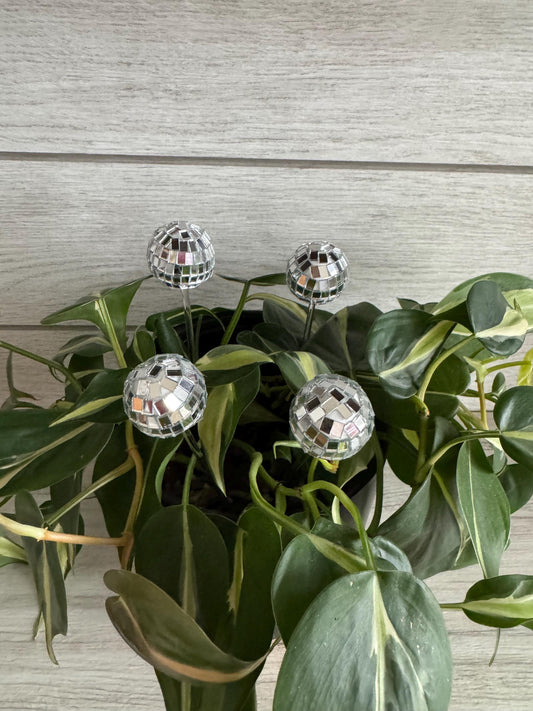 Plant Buddy -4 Pack Disco Ball - Plant Stake 6" Plant Decoration